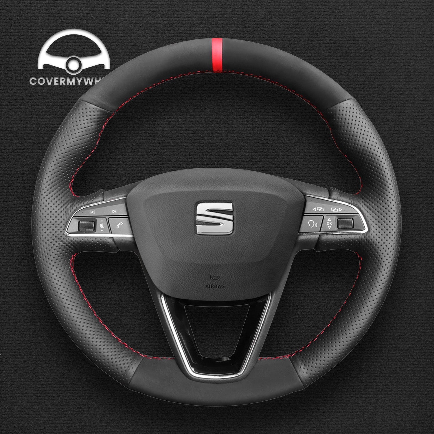 Steering Wheel Cover for SEAT Leon Ibiza Toledo Alhambra Arona Ateca Tarraco 2013–2020 Cover My Wheel