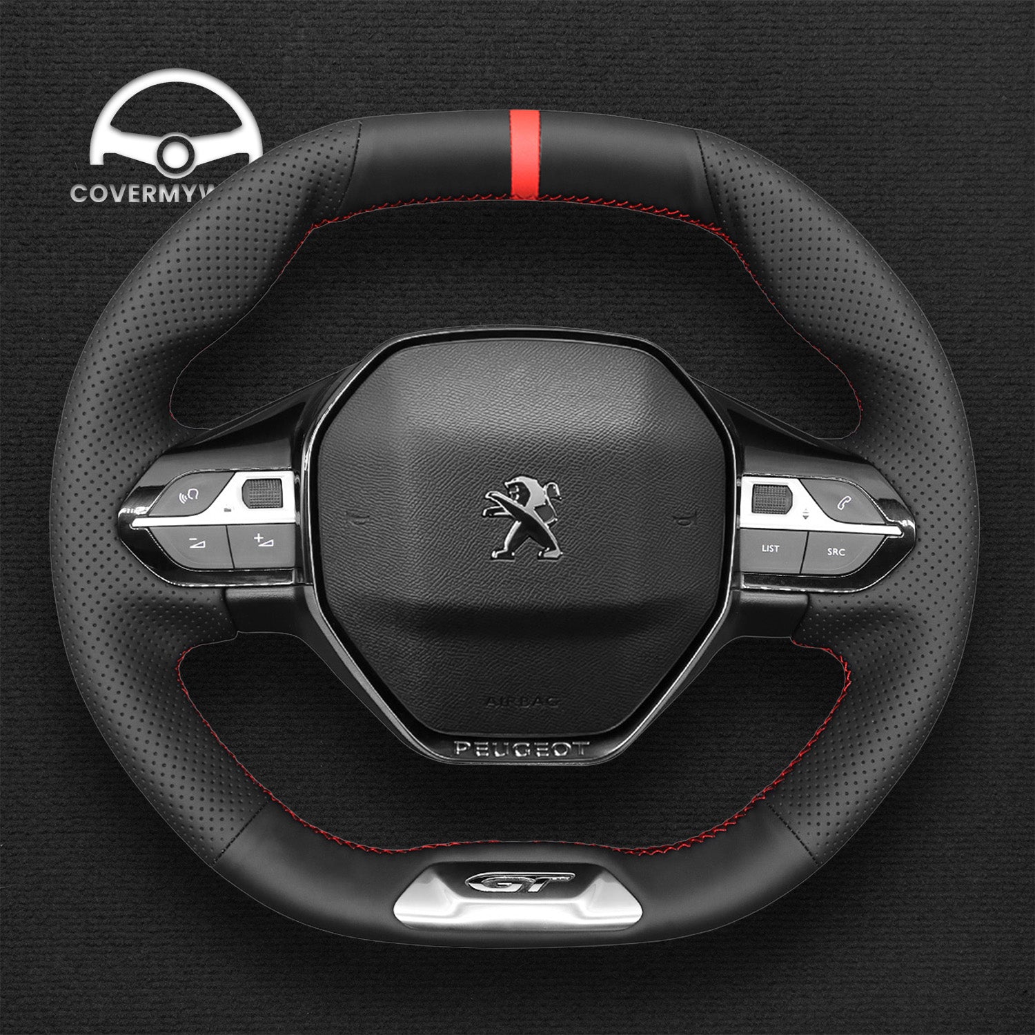 Steering Wheel Cover for Peugeot 208 308 308 SW 2008 3008 508 508 SW 5008 Rifter (GT/GT Line) 2016–2022 Cover My Wheel