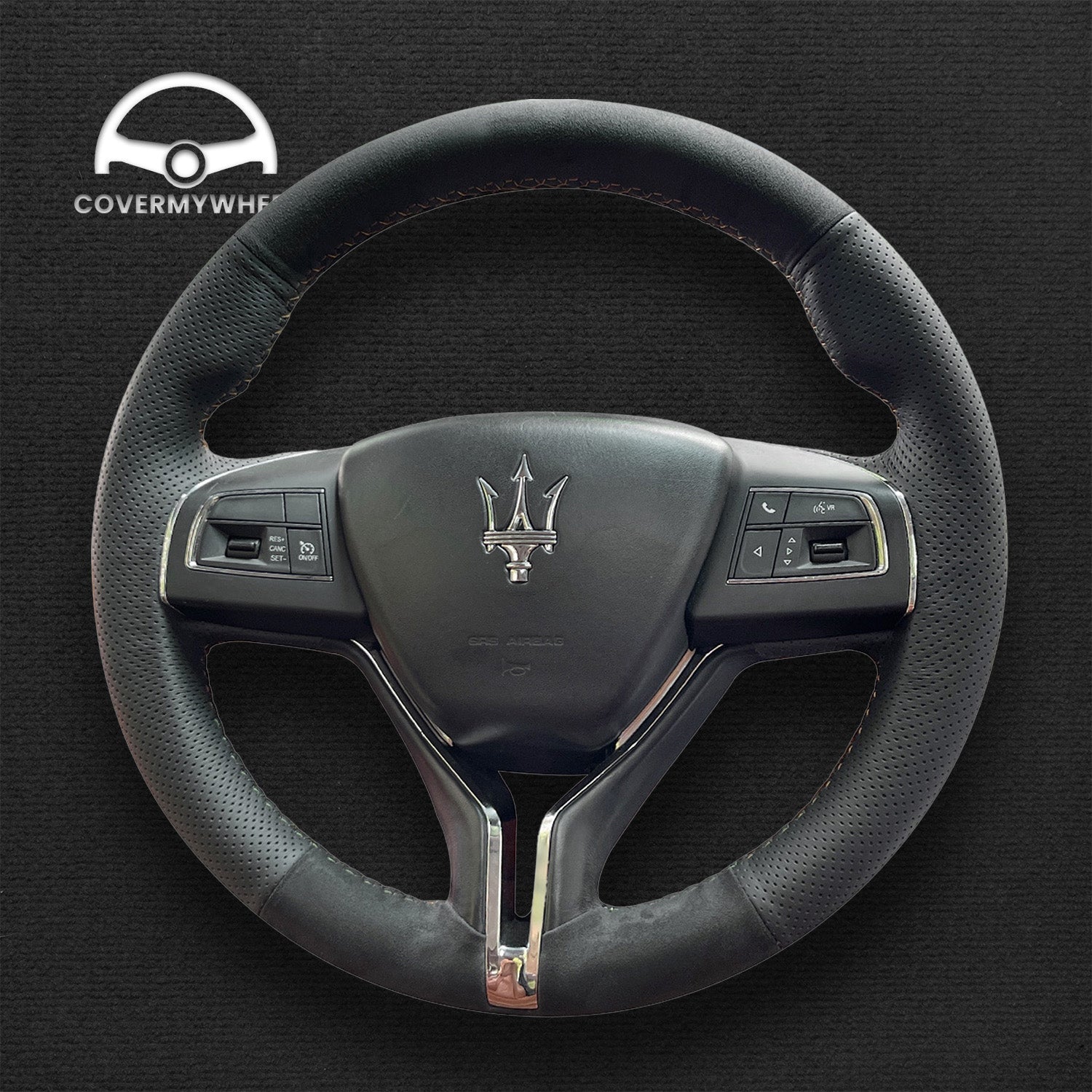 Steering Wheel Cover for Maserati Levante 2014-2018 Ghibli 2014-2018 Quattroporte 2014-2018 Cover My Wheel