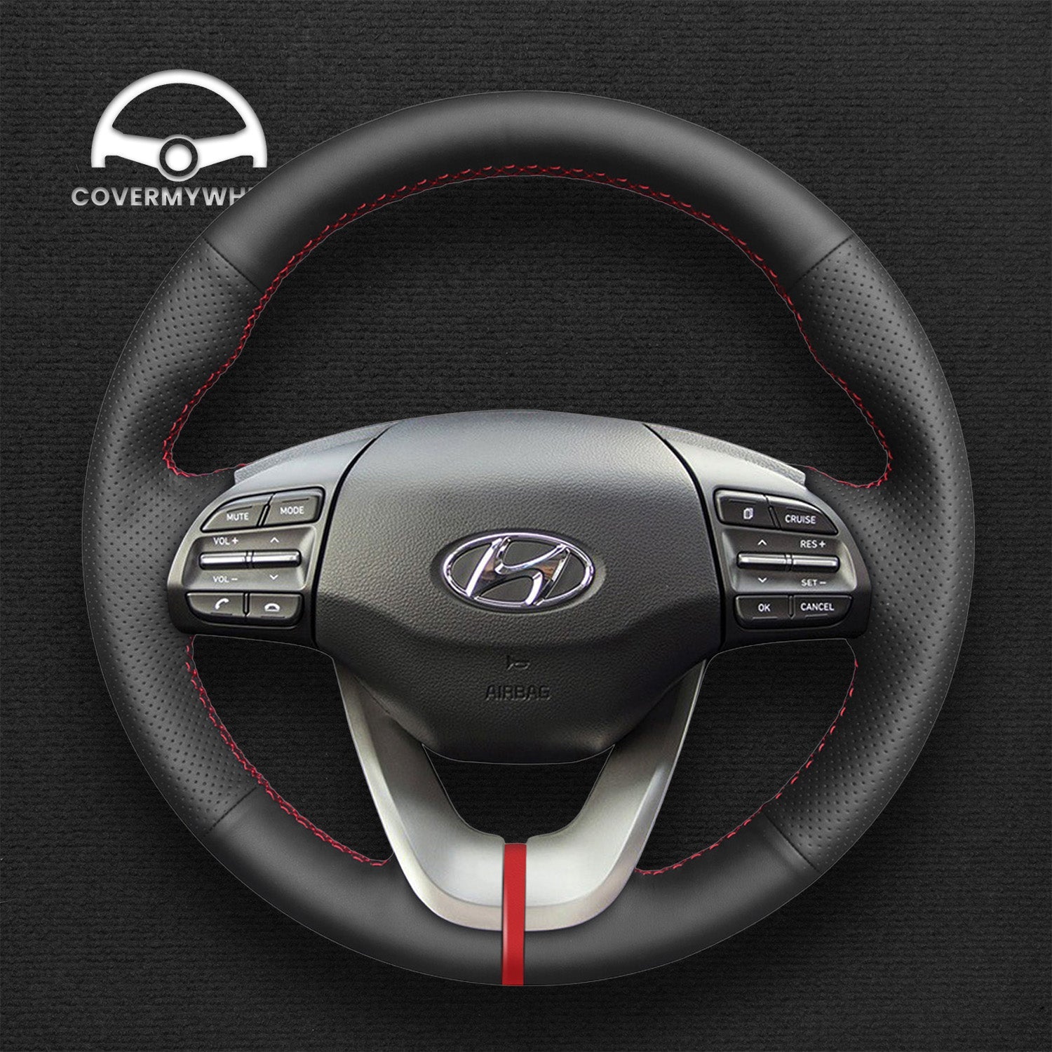Steering Wheel Cover for Hyundai Elantra (GT) 2019-2020 Veloster 2019-2021  i30 2017-2020 Cover My Wheel