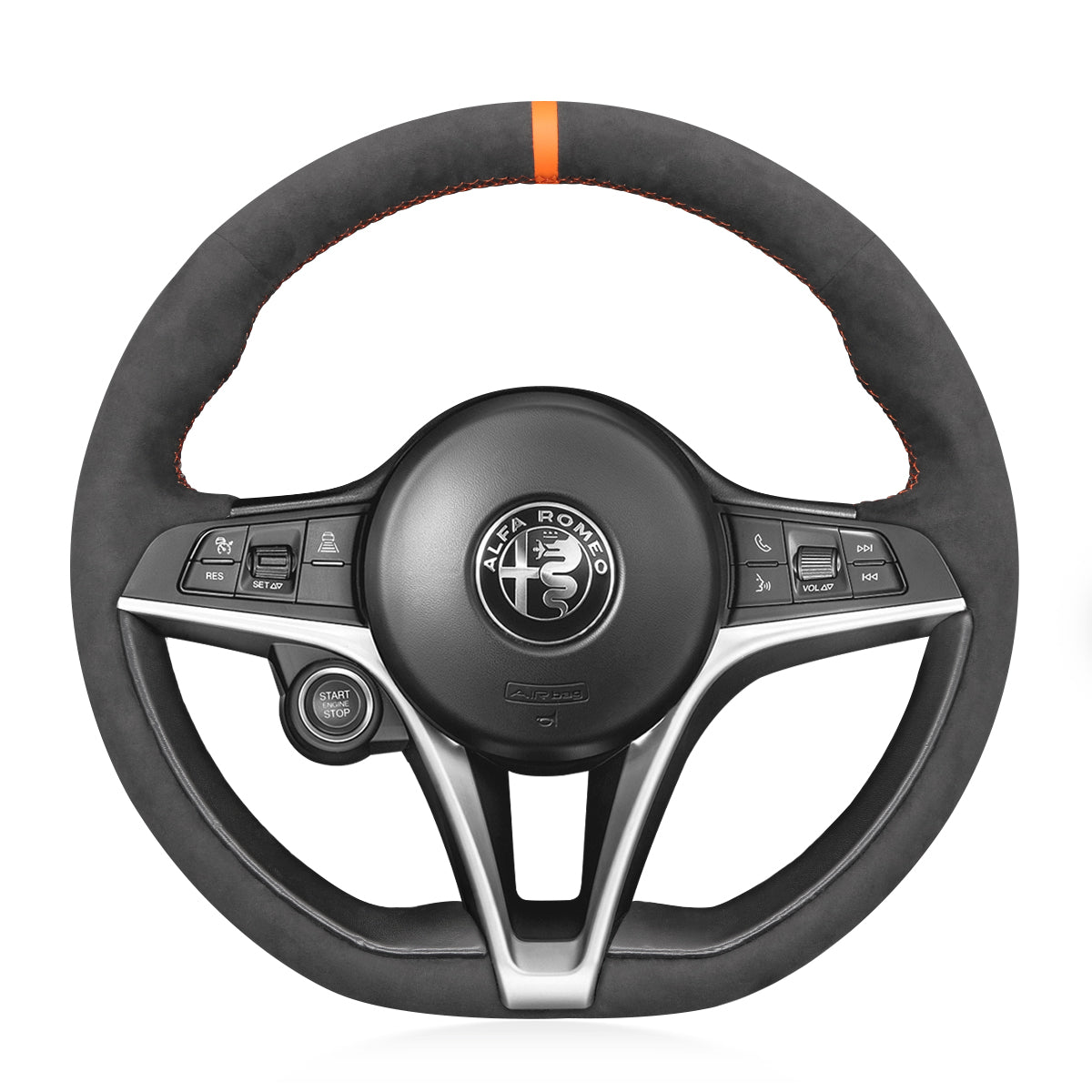 Steering Wheel Cover for Alfa Romeo Giulia (2017–2019) & Stelvio (2018–2020)