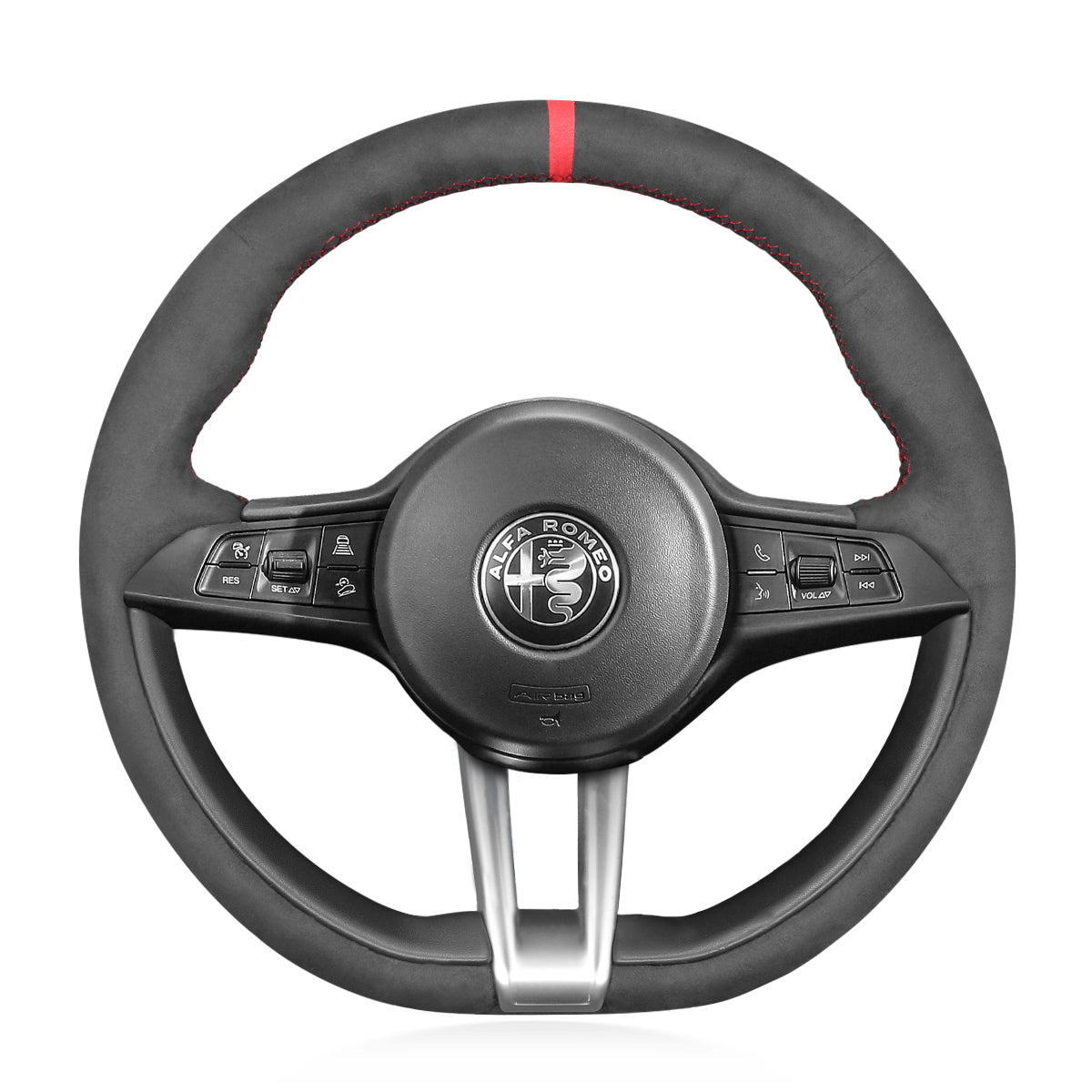 Steering Wheel Cover for Alfa Romeo Giulia Quadrifoglio (2017–2019) & Stelvio Quadrifoglio (2018–2019)