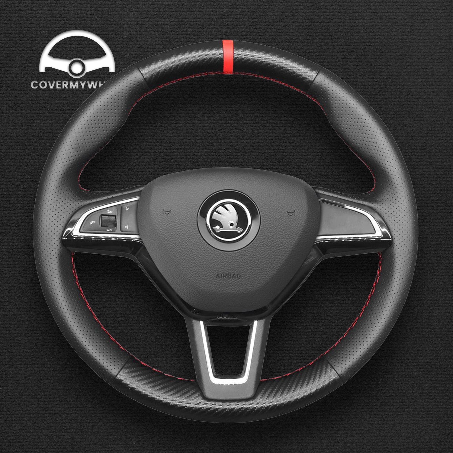 Steering Wheel Cover for Skoda Citigo Fabia Rapid Roomster Octavia Superb Yeti Karoq Kodiaq Scala 2012–2019 Cover My Wheel