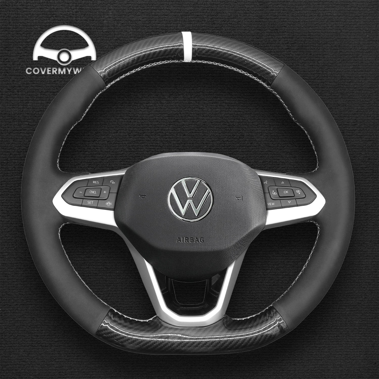 Steering Wheel Cover for Volkswagen Atlas ’20-’21 Atlas Cross Sport ’20-’21 Taos ’22 ID Buzz Cargo ’22-’25 Passat B8 ’19-’21