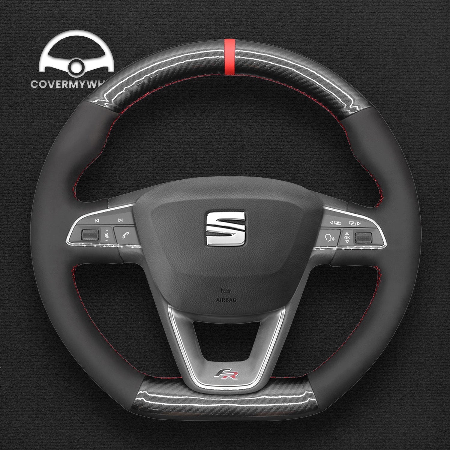 Steering Wheel Cover for SEAT Leon Ibiza Toledo Alhambra Arona Ateca (FR / CUPRA) 2013–2020 Cover My Wheel