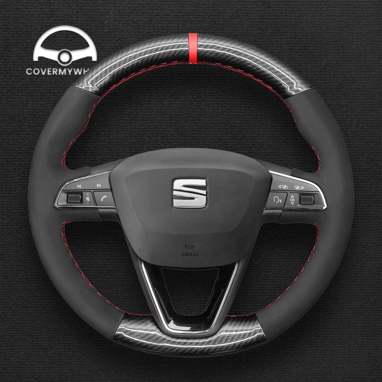 Steering Wheel Cover for SEAT Leon Ibiza Toledo Alhambra Arona Ateca Tarraco 2013–2020