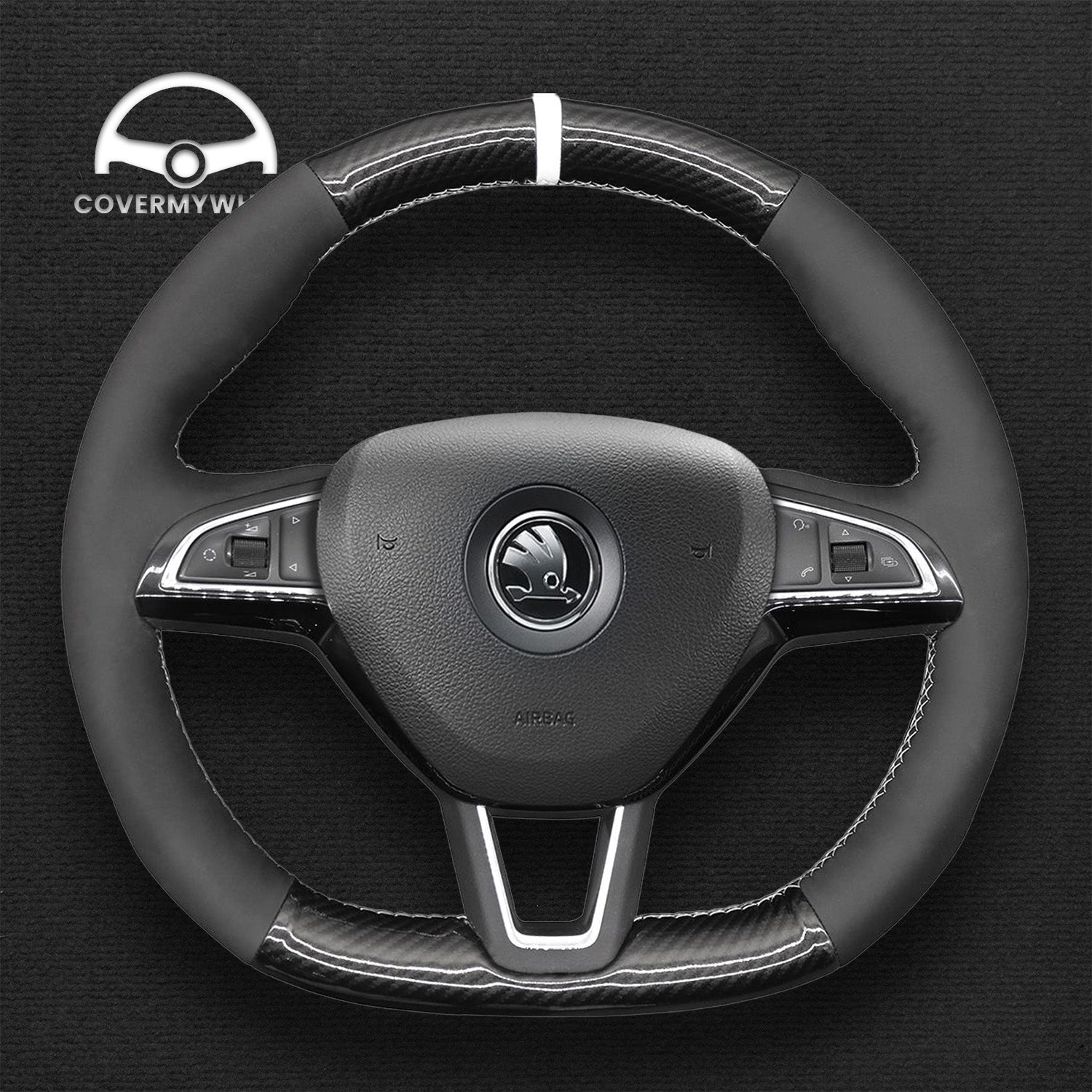 Steering Wheel Cover for Skoda Octavia Fabia Superb Citigo Kodiaq Scala 2015–2019 Cover My Wheel