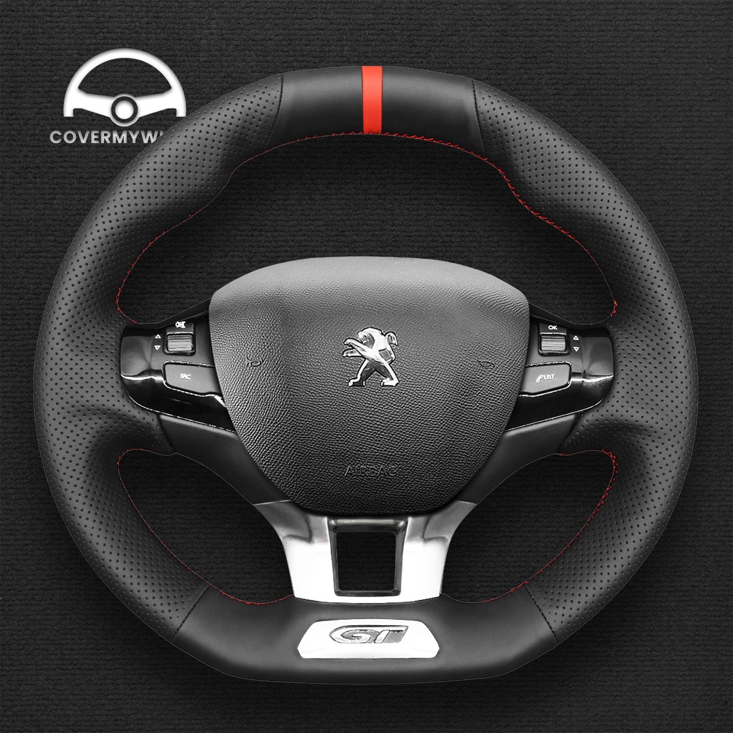 Steering Wheel Cover for Peugeot 208 308 308 SW 2008 (GTi / GT / GT Line) 2013–2021 Cover My Wheel