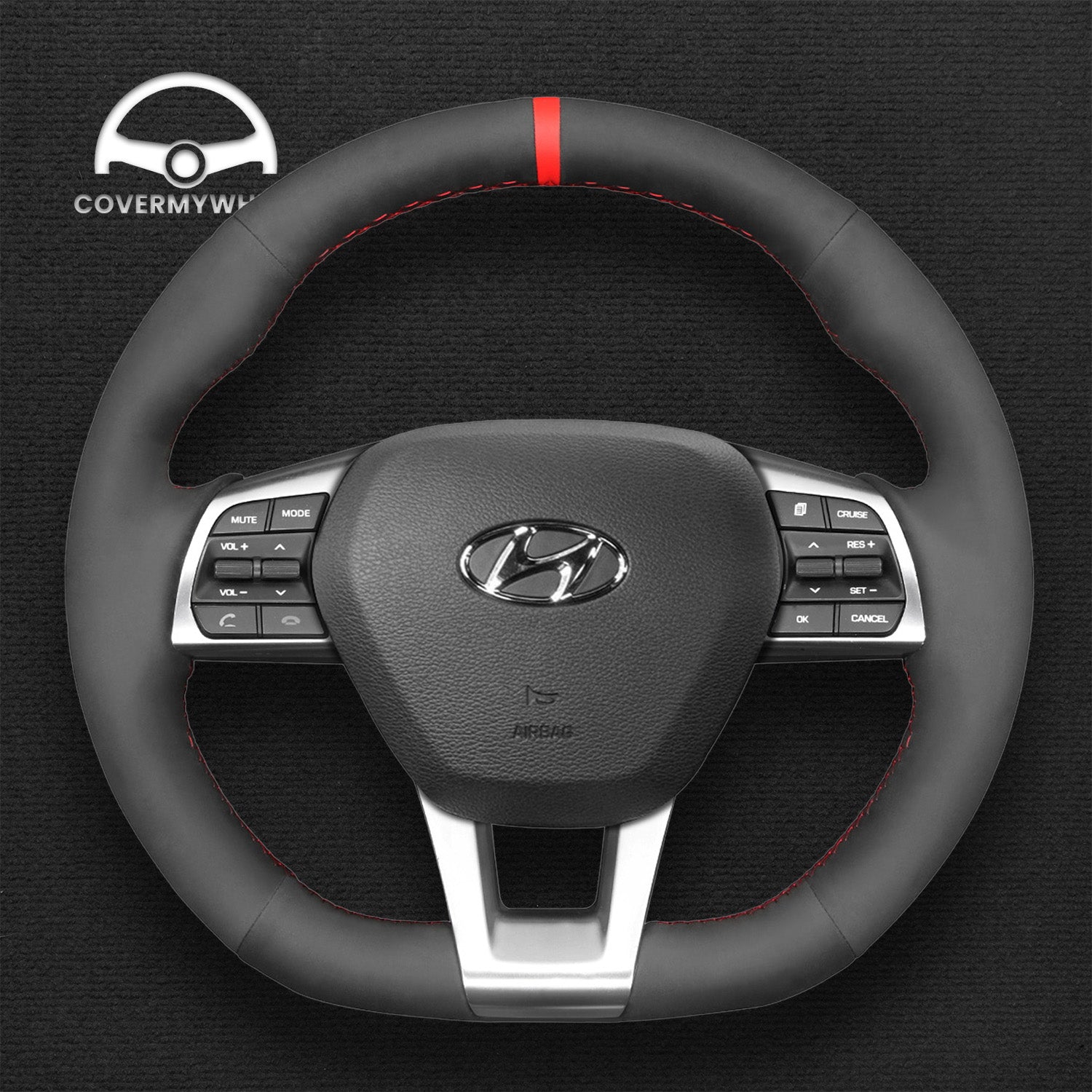 Steering Wheel Cover for Hyundai Sonata (3-Spoke D Shape) 2015-2019