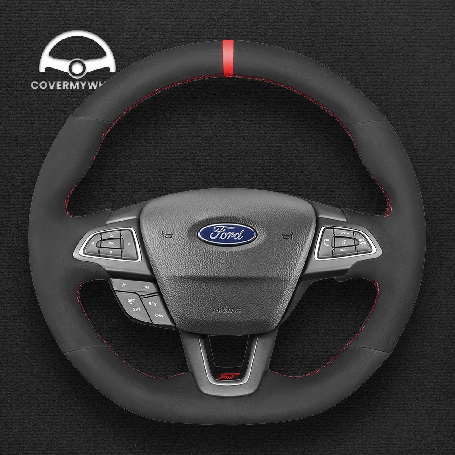 Steering Wheel Cover for Ford Focus (RS ST ST-Line) Kuga (ST-Line) Ecosport (ST-Line) Cover My Wheel