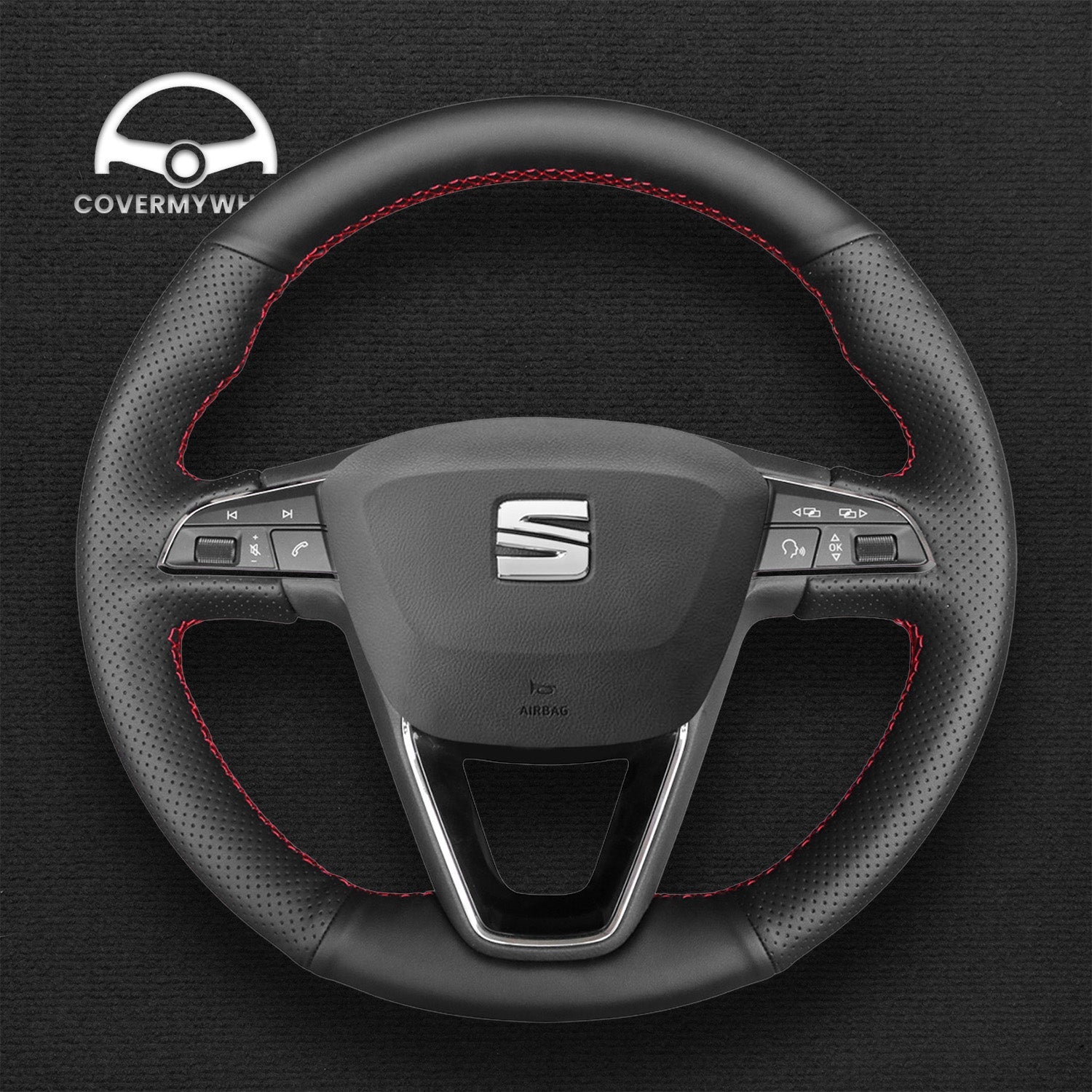 Steering Wheel Cover for SEAT Leon Ibiza Toledo Alhambra Arona Ateca Tarraco 2013–2020 Cover My Wheel