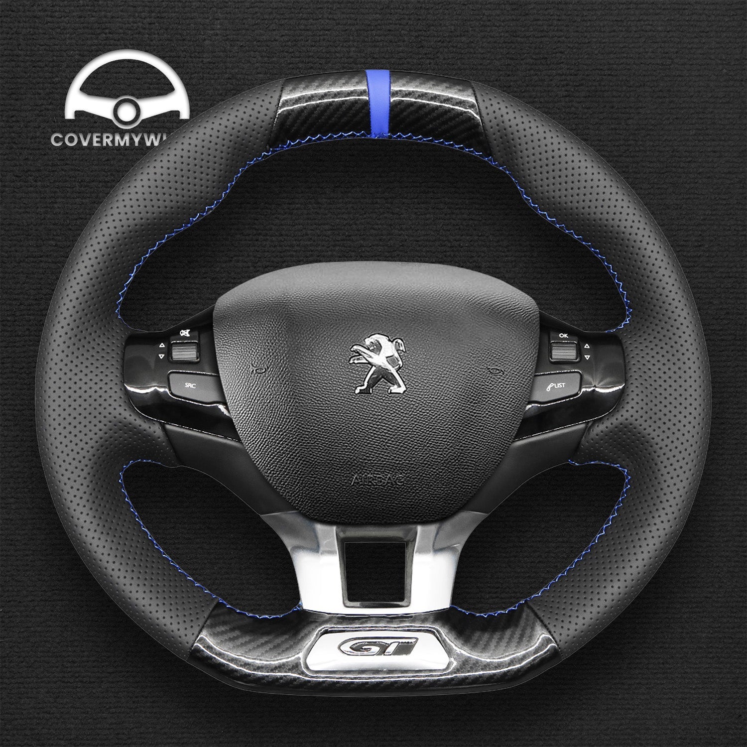 Steering Wheel Cover for Peugeot 208 308 308 SW 2008 (GTi / GT / GT Line) 2013–2021 Cover My Wheel