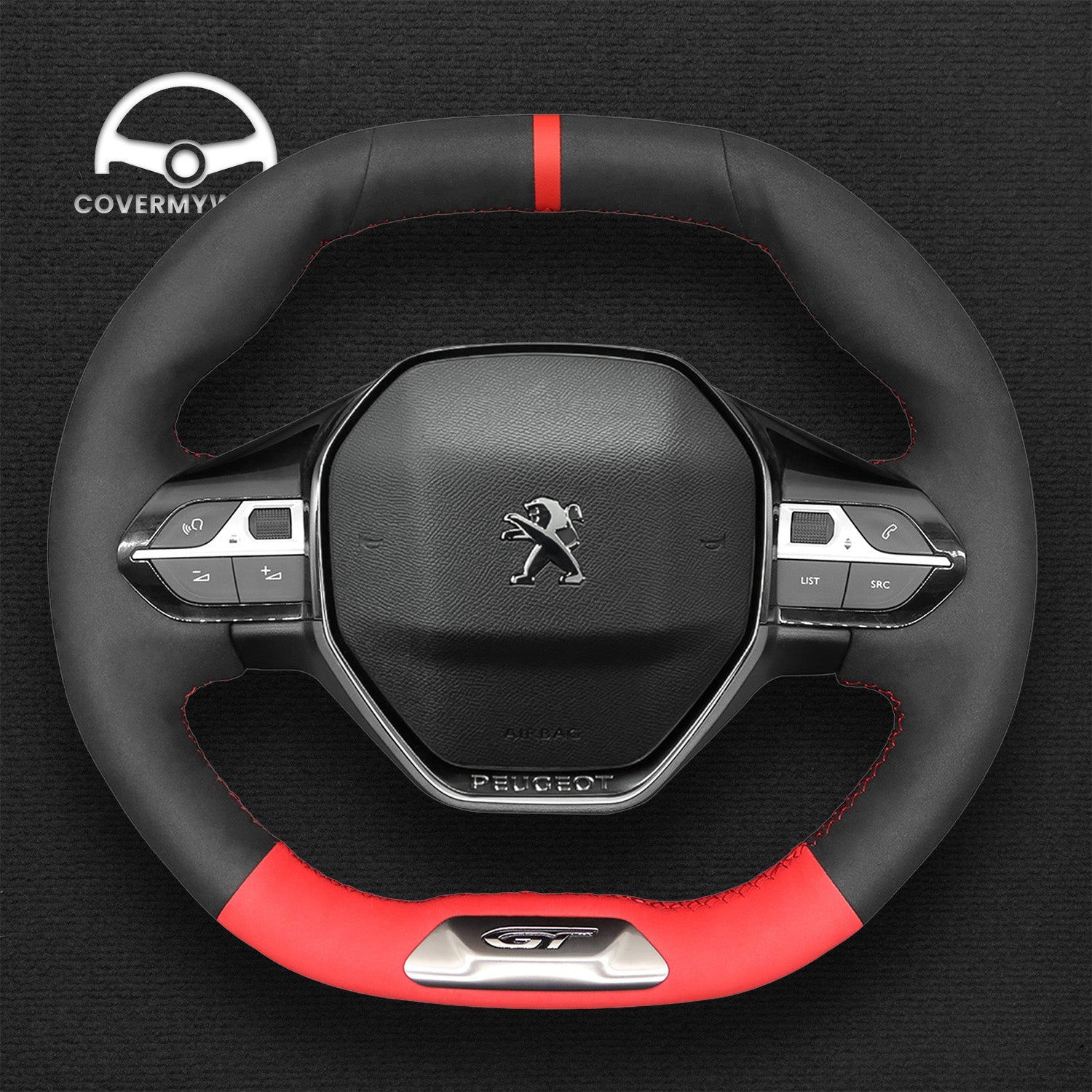 Steering Wheel Cover for Peugeot 208 308 308 SW 2008 3008 508 508 SW 5008 Rifter (GT/GT Line) 2016–2022 Cover My Wheel