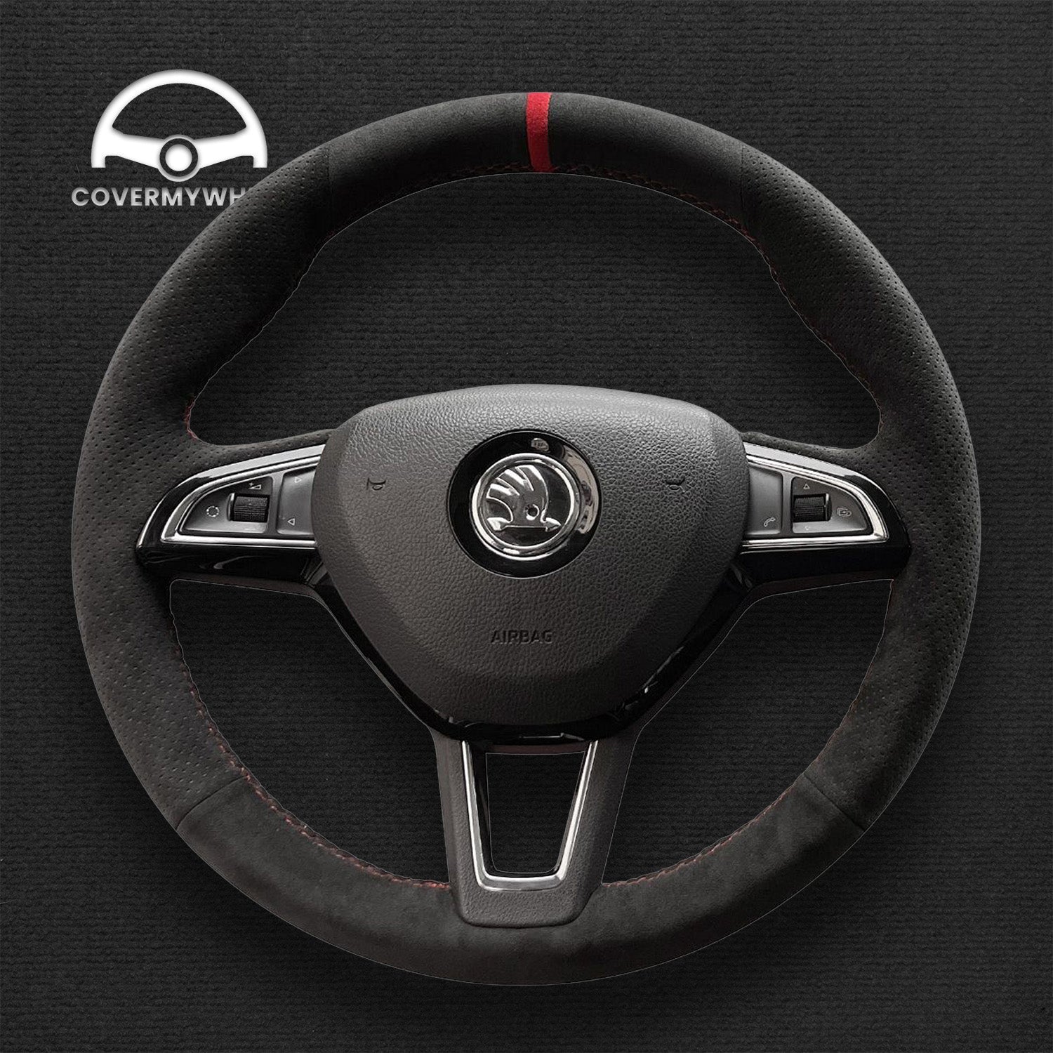 Steering Wheel Cover for Skoda Citigo Fabia Rapid Roomster Octavia Superb Yeti Karoq Kodiaq Scala 2012–2019 Cover My Wheel