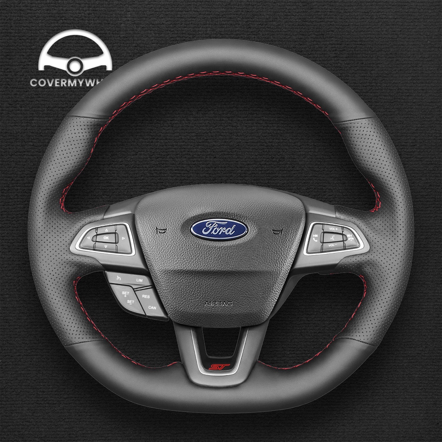 Steering Wheel Cover for Ford Focus (RS ST ST-Line) Kuga (ST-Line) Ecosport (ST-Line) Cover My Wheel