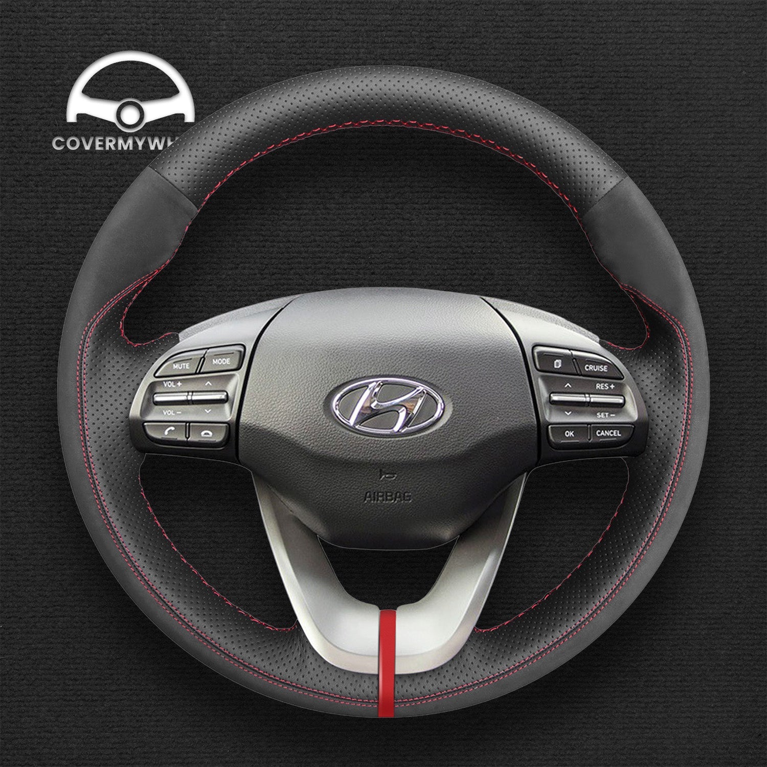 Steering Wheel Cover for Hyundai Elantra (GT) 2019-2020 Veloster 2019-2021  i30 2017-2020 Cover My Wheel