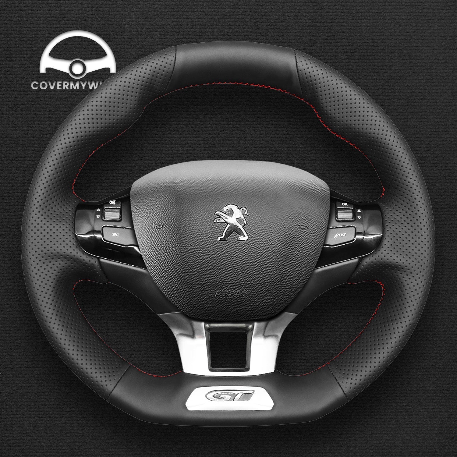 Steering Wheel Cover for Peugeot 208 308 308 SW 2008 (GTi / GT / GT Line) 2013–2021 Cover My Wheel