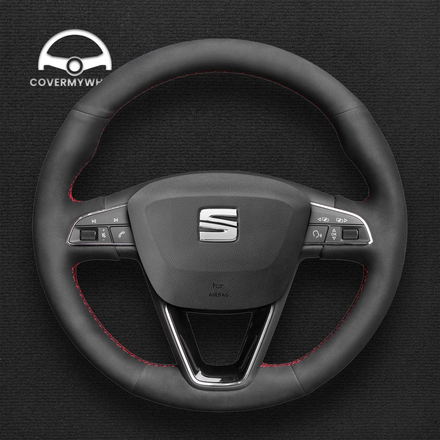 Steering Wheel Cover for SEAT Leon Ibiza Toledo Alhambra Arona Ateca Tarraco 2013–2020 Cover My Wheel