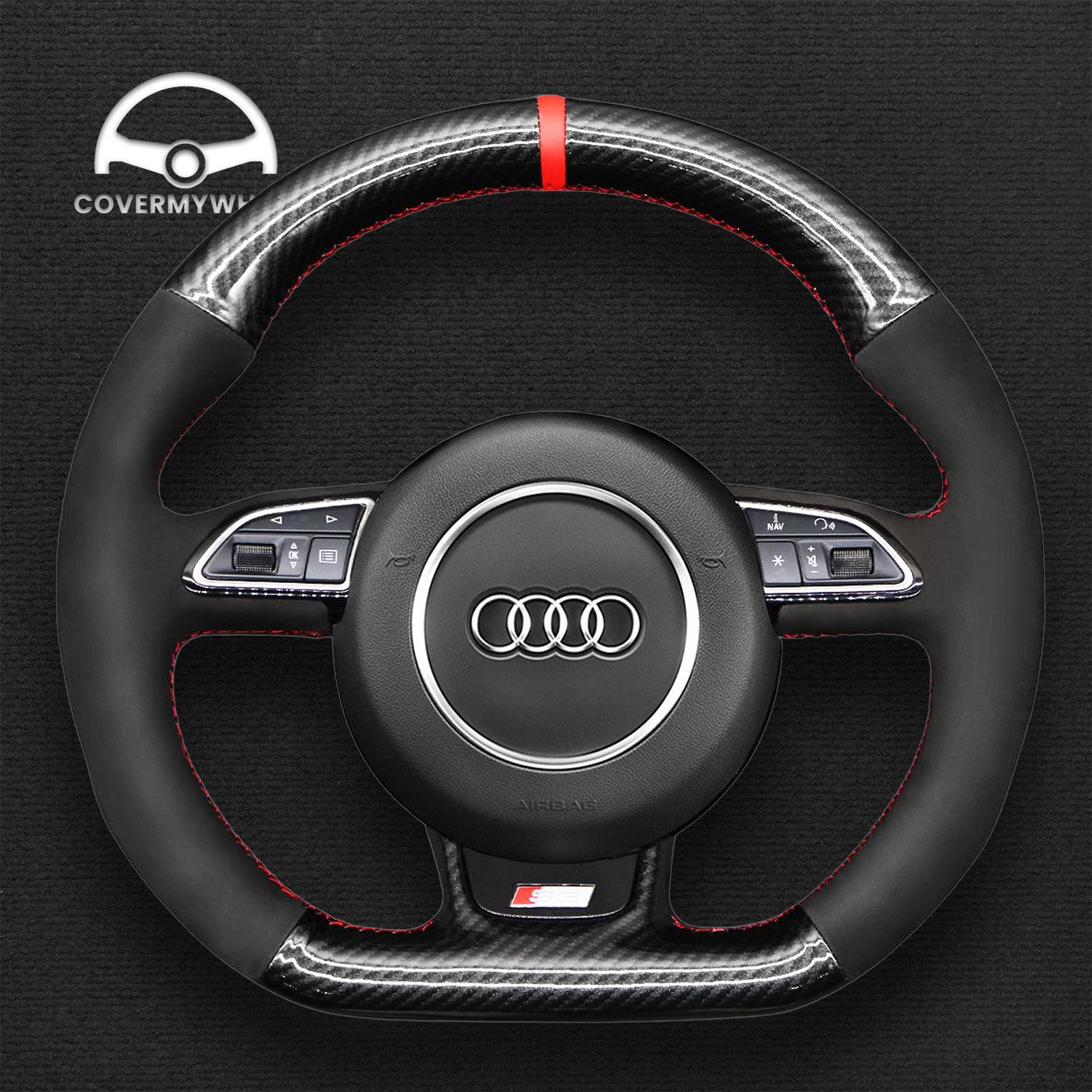 Steering Wheel Cover for Audi A1 A3 A4 A5 A6 A7 Q3 Q5 S1 S3 S4 S5 S6 S7 SQ5 RS3 RS4 RS5 RS6 RS7 RSQ3