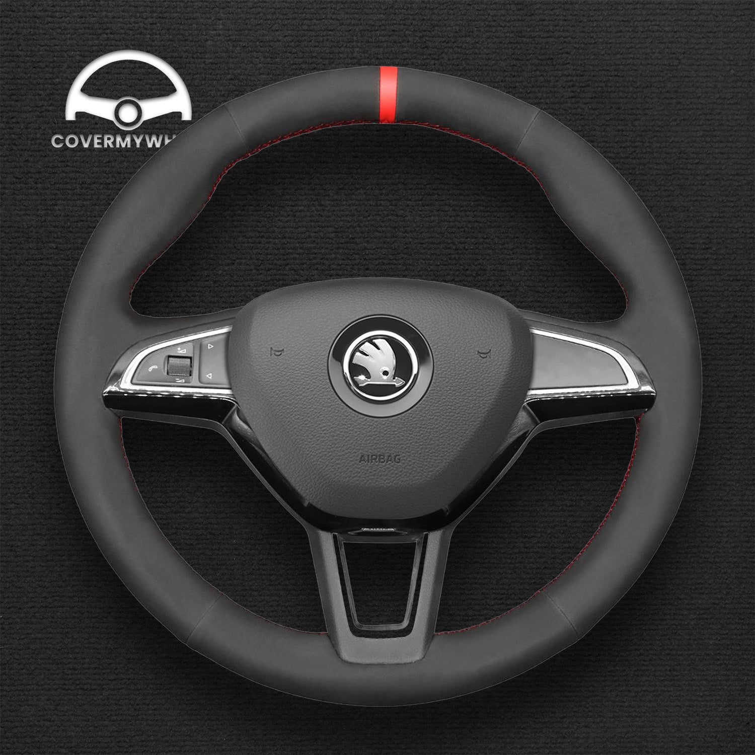 Steering Wheel Cover for Skoda Citigo Fabia Rapid Roomster Octavia Superb Yeti Karoq Kodiaq Scala 2012–2019 Cover My Wheel