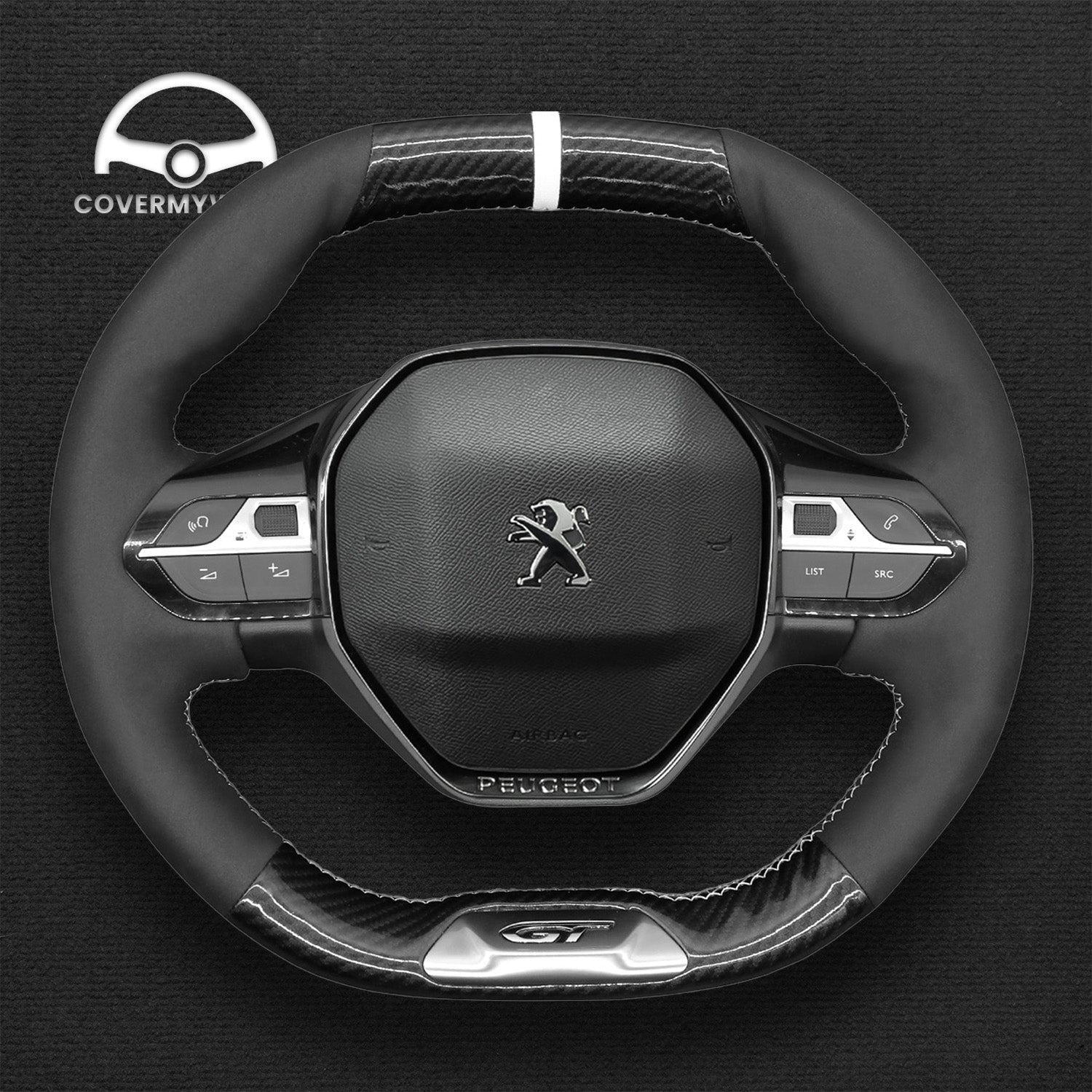 Steering Wheel Cover for Peugeot 208 308 308 SW 2008 3008 508 508 SW 5008 Rifter (GT/GT Line) 2016–2022 Cover My Wheel