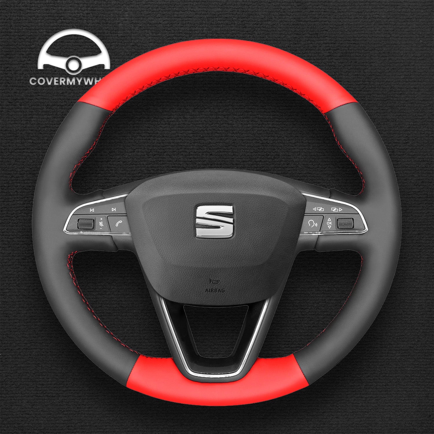 Steering Wheel Cover for SEAT Leon Ibiza Toledo Alhambra Arona Ateca Tarraco 2013–2020 Cover My Wheel