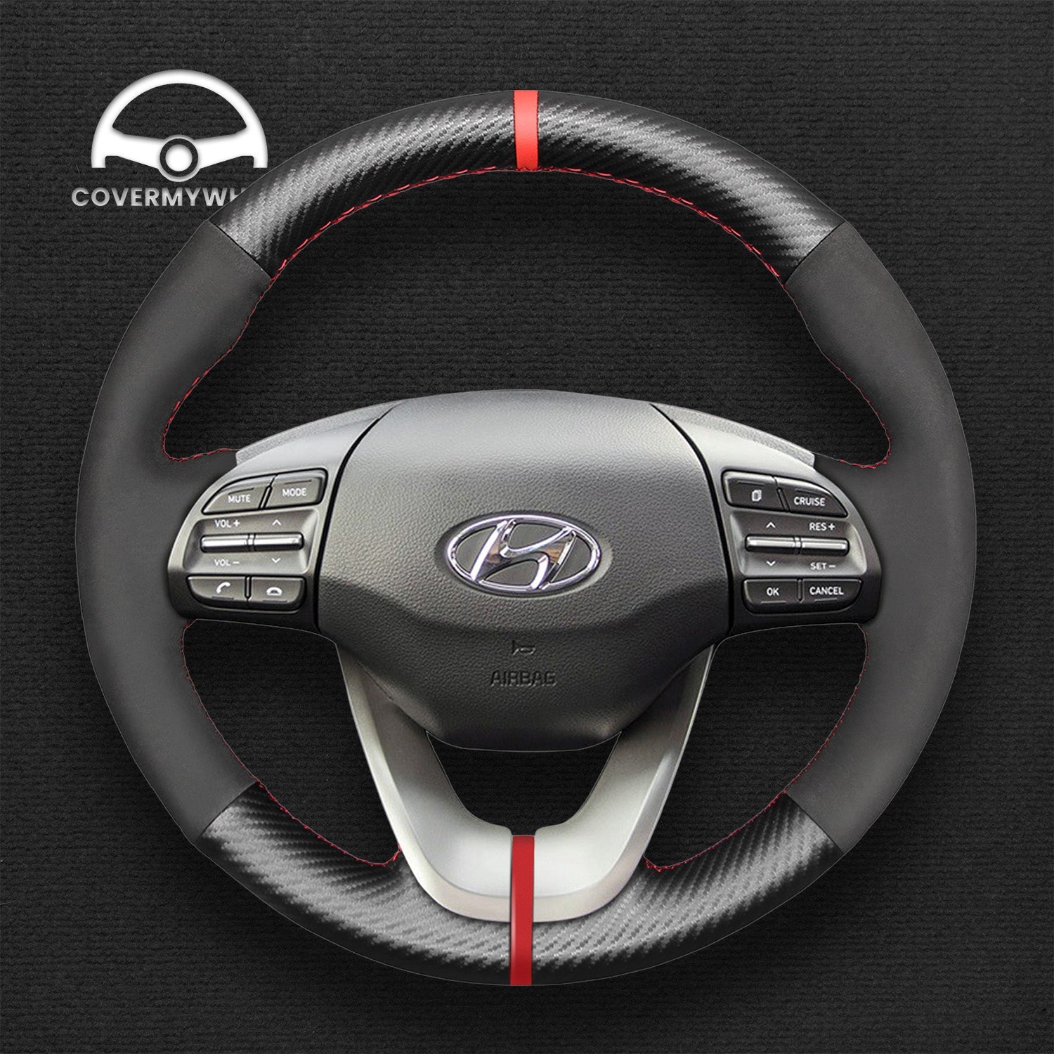 Steering Wheel Cover for Hyundai Elantra (GT) 2019-2020 Veloster 2019-2021  i30 2017-2020 Cover My Wheel