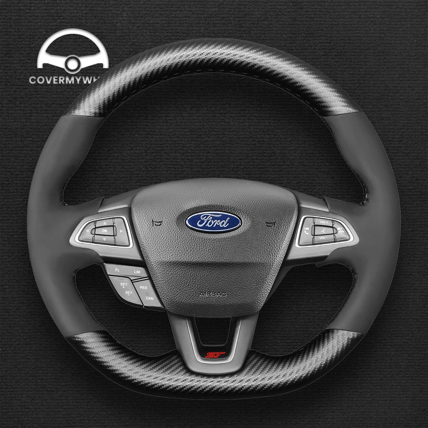 Steering Wheel Cover for Ford Focus (RS ST ST-Line) Kuga (ST-Line) Ecosport (ST-Line) Cover My Wheel