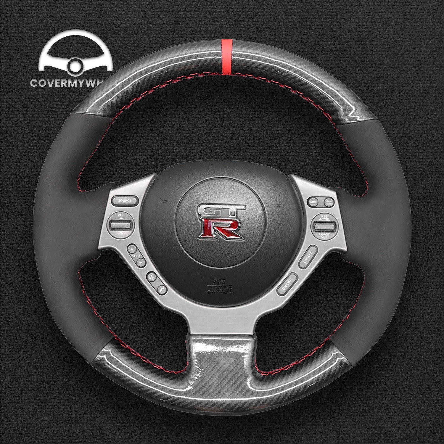 Steering Wheel Cover for Nissan GTR GT-R (Nismo) 2008-2016 Cover My Wheel