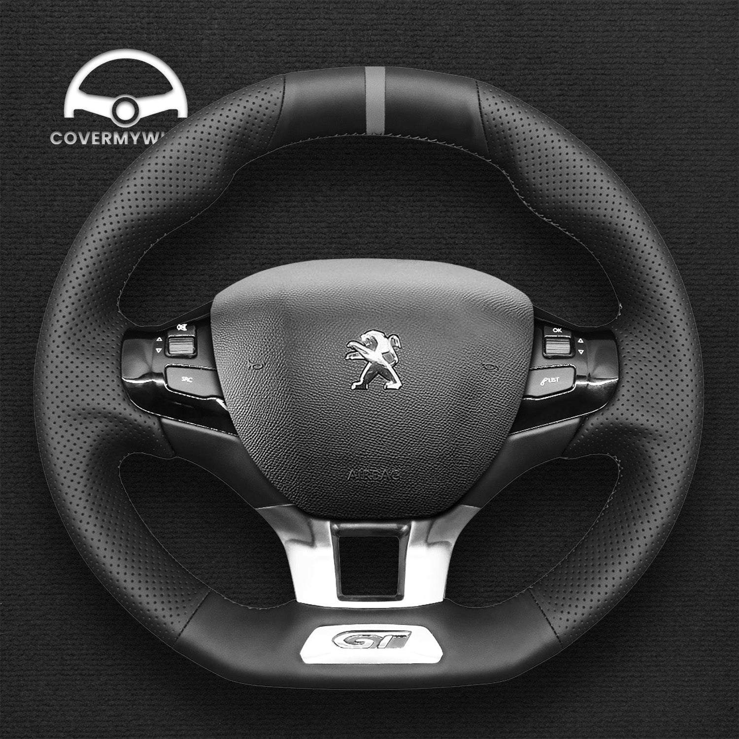 Steering Wheel Cover for Peugeot 208 308 308 SW 2008 (GTi / GT / GT Line) 2013–2021 Cover My Wheel