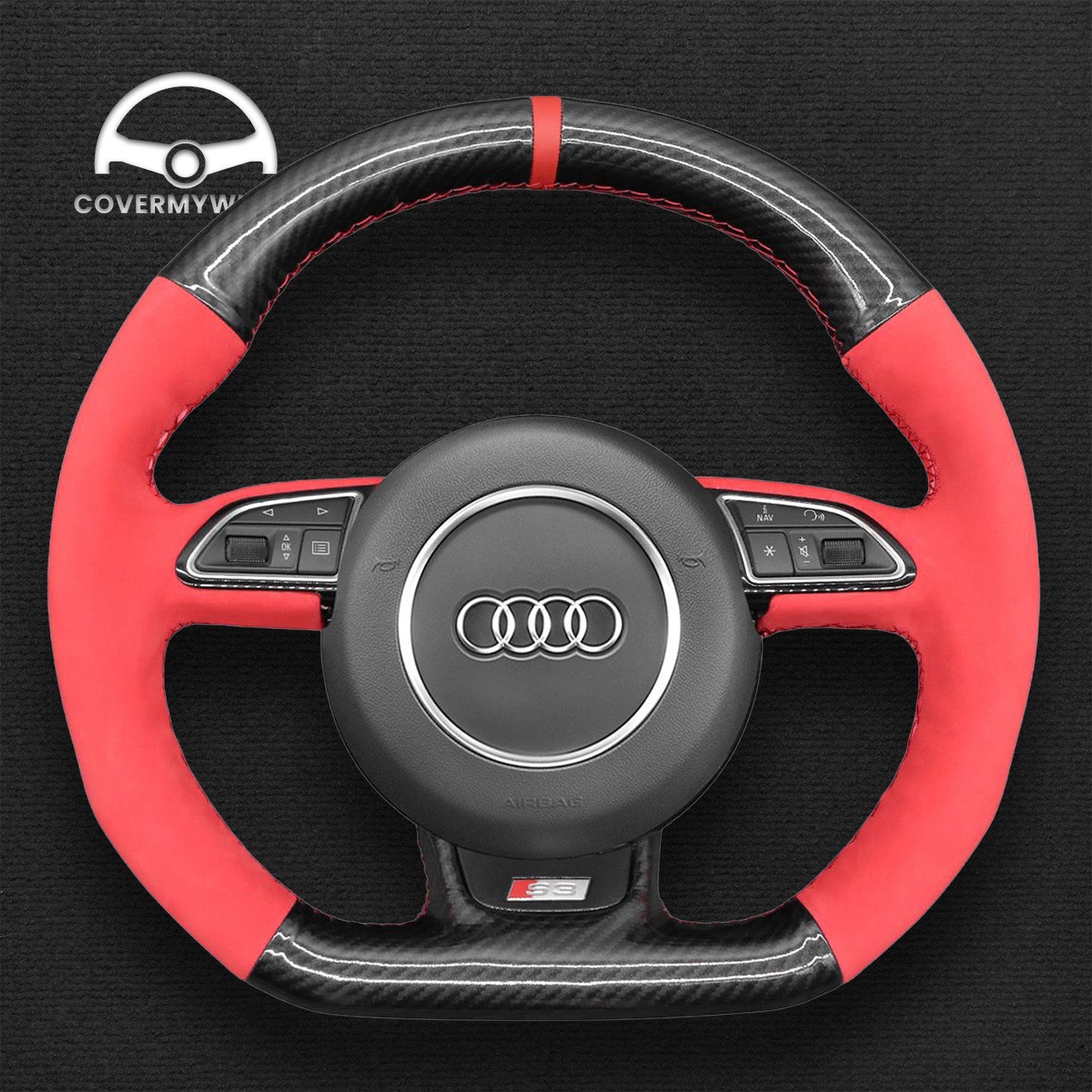 Steering Wheel Cover for Audi A1 A3 A4 A5 A6 A7 Q3 Q5 S1 S3 S4 S5 S6 S7 SQ5 RS3 RS4 RS5 RS6 RS7 RSQ3 Cover My Wheel