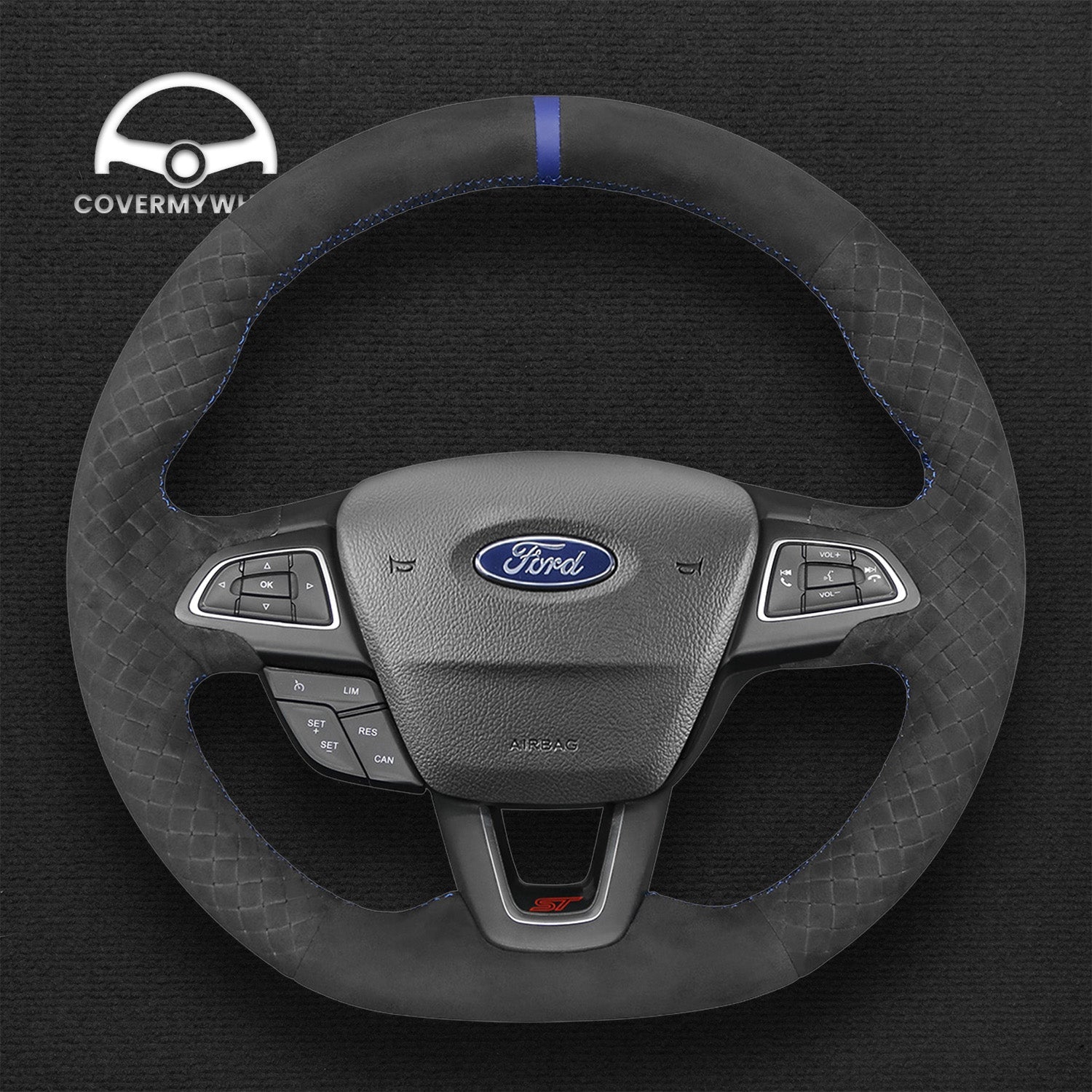 Steering Wheel Cover for Ford Focus (RS ST ST-Line) Kuga (ST-Line) Ecosport (ST-Line) Cover My Wheel