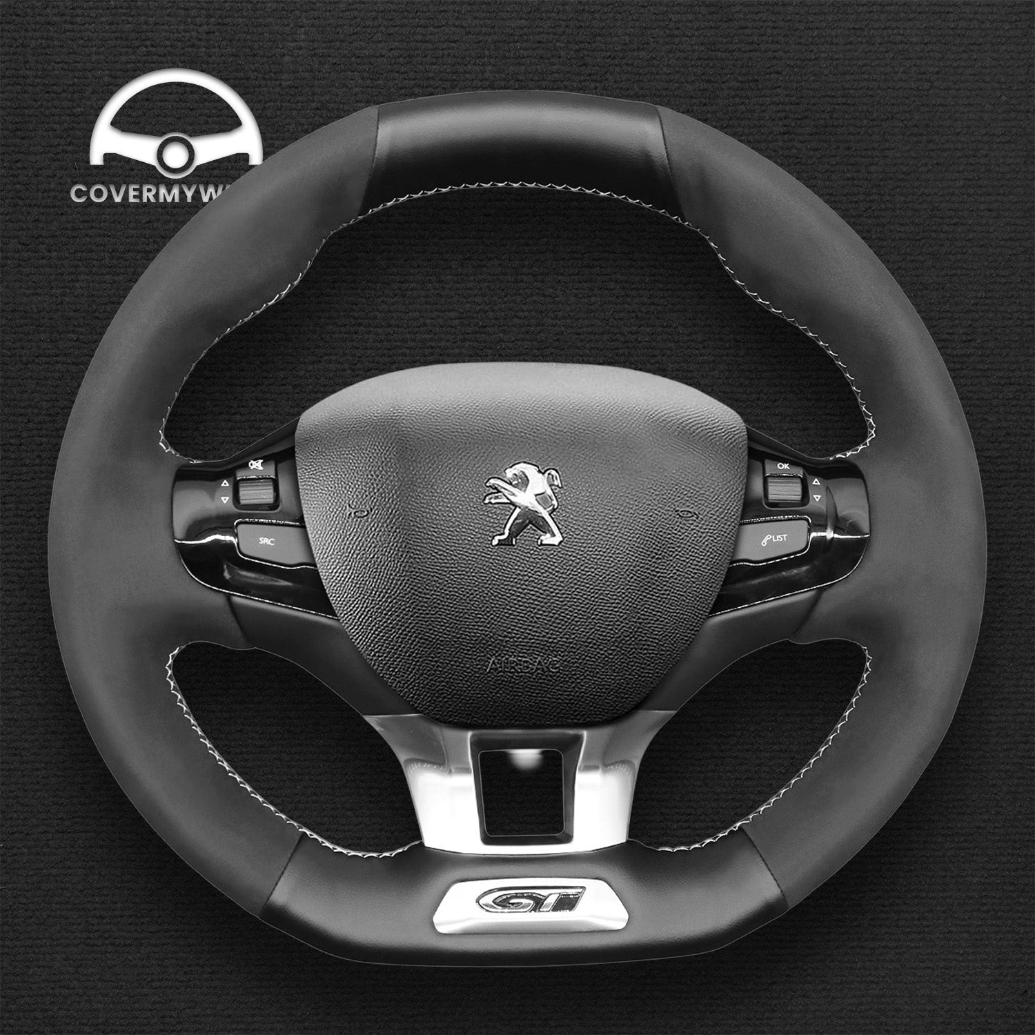 Steering Wheel Cover for Peugeot 208 308 308 SW 2008 (GTi / GT / GT Line) 2013–2021 Cover My Wheel