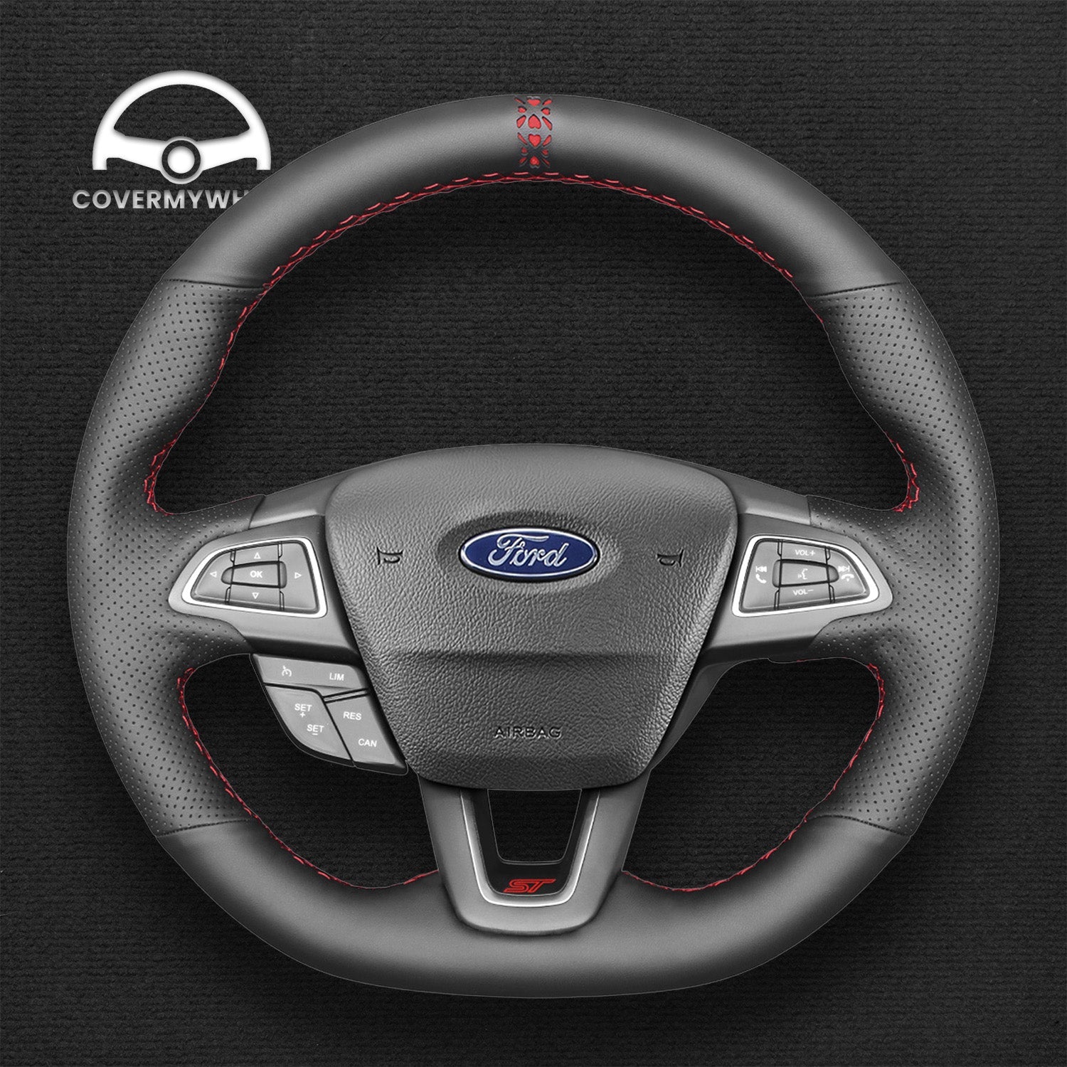 Steering Wheel Cover for Ford Focus (RS ST ST-Line) Kuga (ST-Line) Ecosport (ST-Line) Cover My Wheel